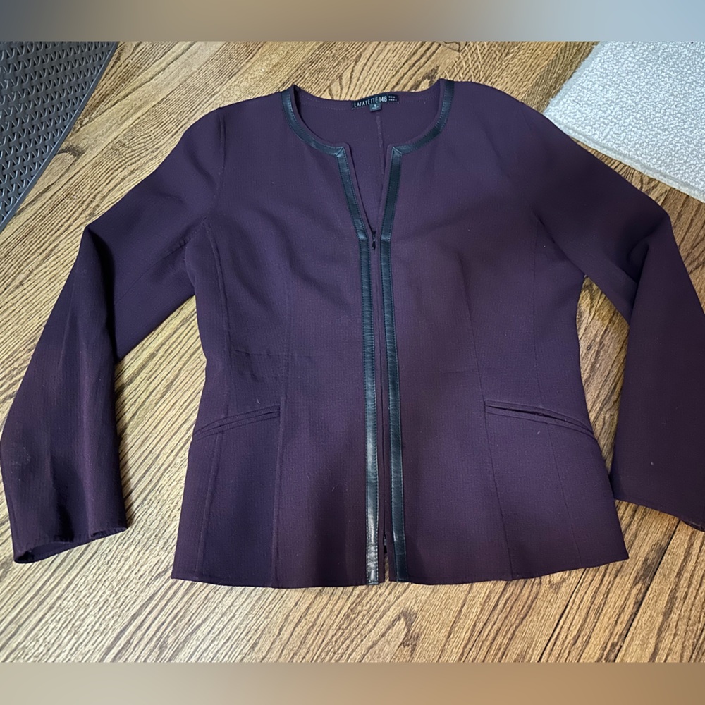 Lafayette 148 New York Plum Jacket with Black Accents